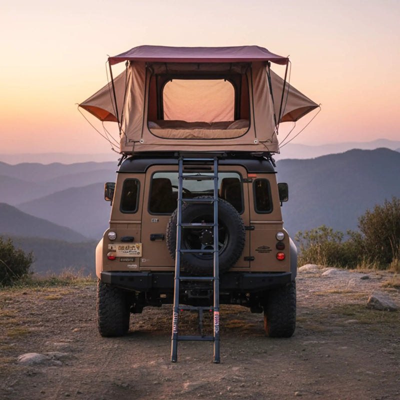 Trailora Summit Soft-Shell Aluminum Rooftop Tent With Ladder, LED Light Strip, And Memory Foam Mattress [2-3 Person] (SAK26814) by SAKSBY WHOLESALE