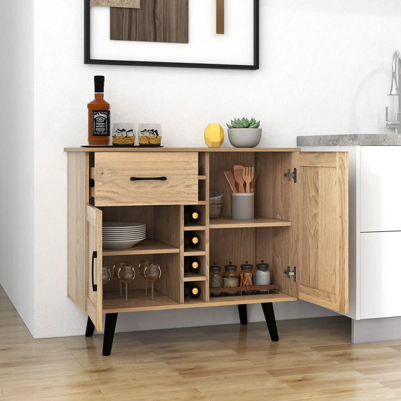 Modern Wine Bar Buffet Cabinet with 6-Bottle Wine Rack by DirectDeals