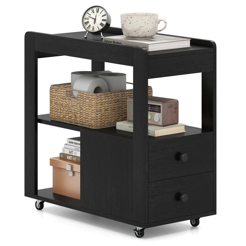 2-Drawer Sofa Side Table with Shelves for Living Room by DirectDeals