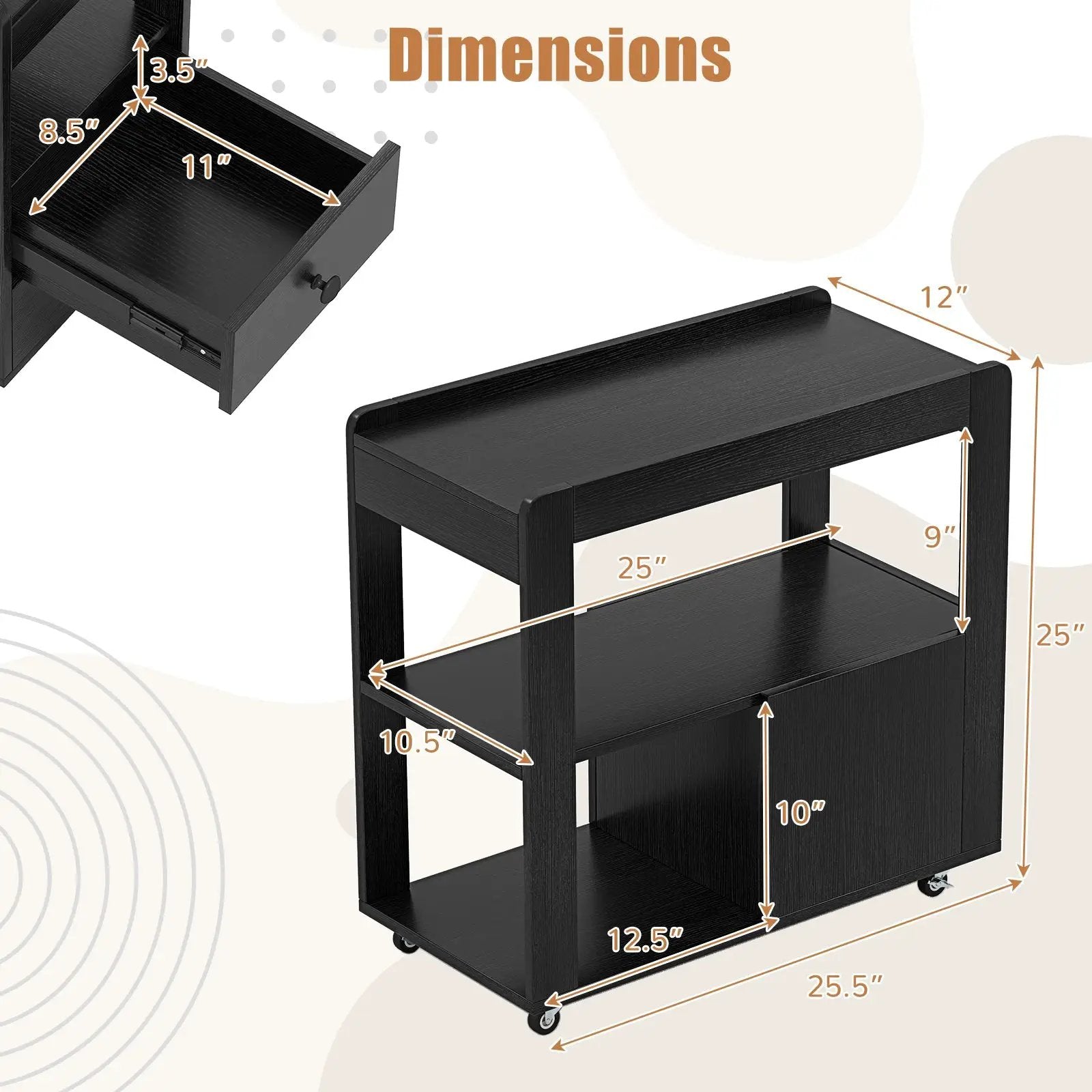 2-Drawer Sofa Side Table with Shelves for Living Room by DirectDeals