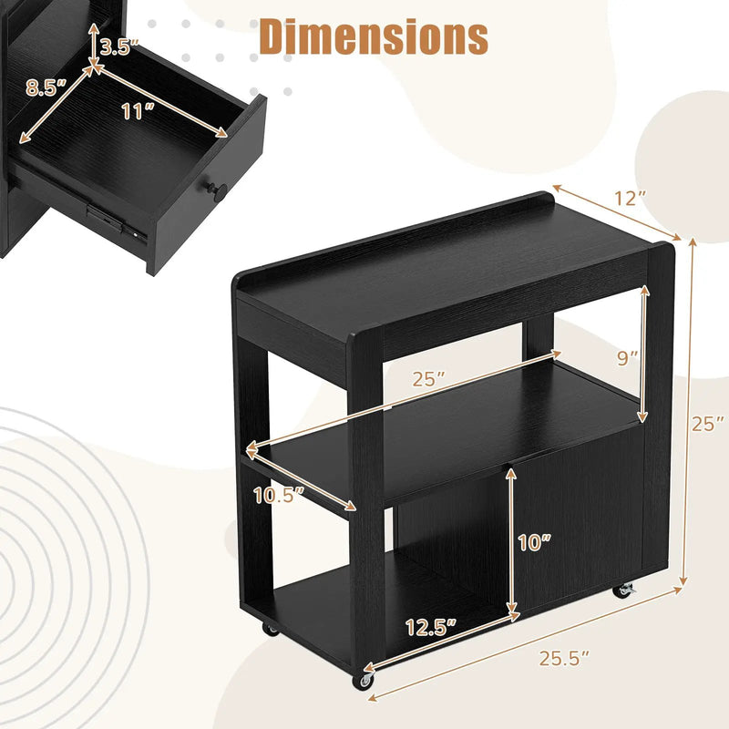 2-Drawer Sofa Side Table with Shelves for Living Room by DirectDeals