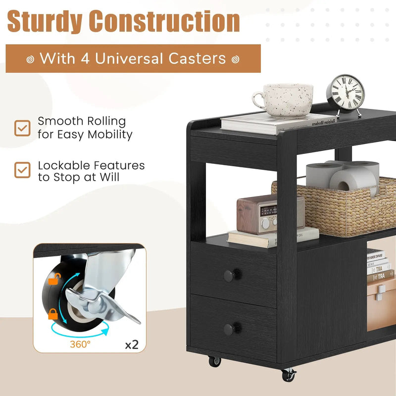2-Drawer Sofa Side Table with Shelves for Living Room by DirectDeals