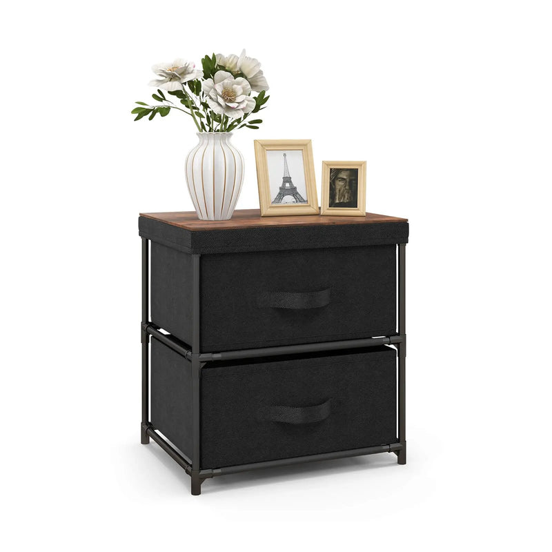 2-Drawer Nightstand with Removable Fabric Bins and Pull Handles by DirectDeals