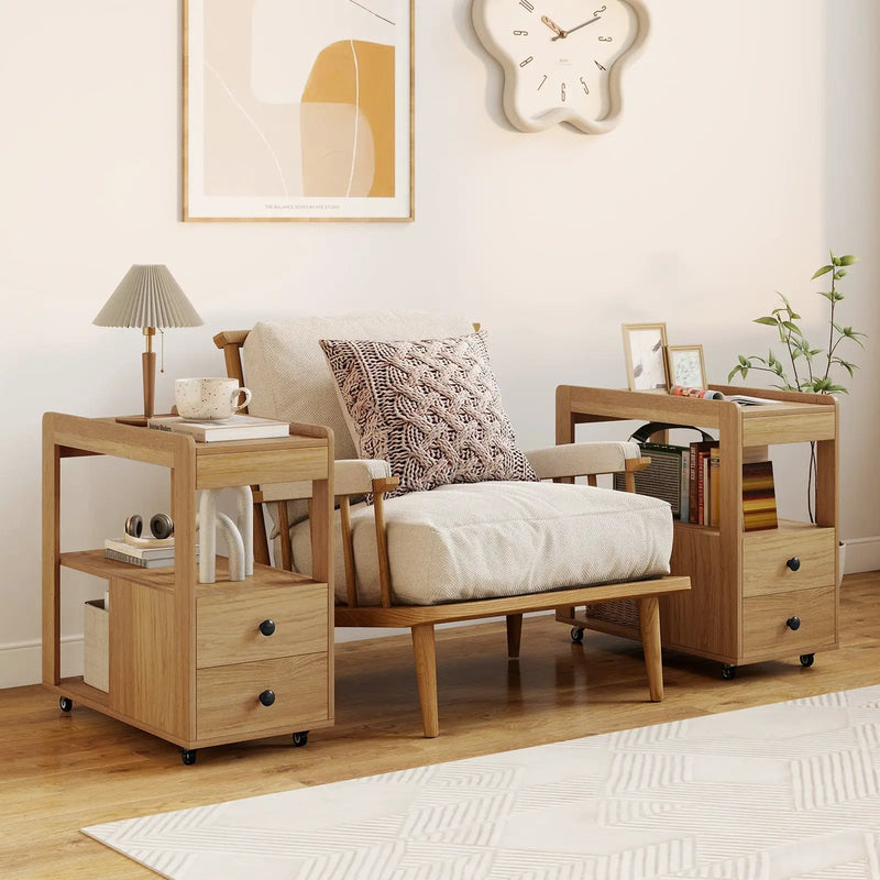 2-Drawer Sofa Side Table with Shelves for Living Room by DirectDeals