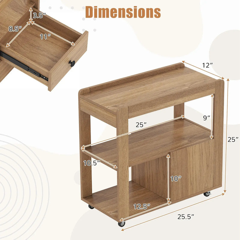2-Drawer Sofa Side Table with Shelves for Living Room by DirectDeals