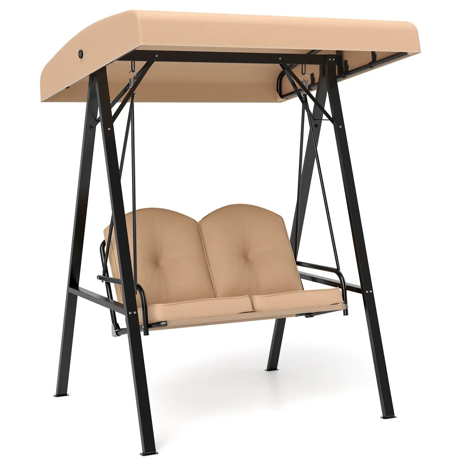 2-Person Outdoor Porch Swing with A-Shaped Metal Stand and Adjustable Canopy by DirectDeals