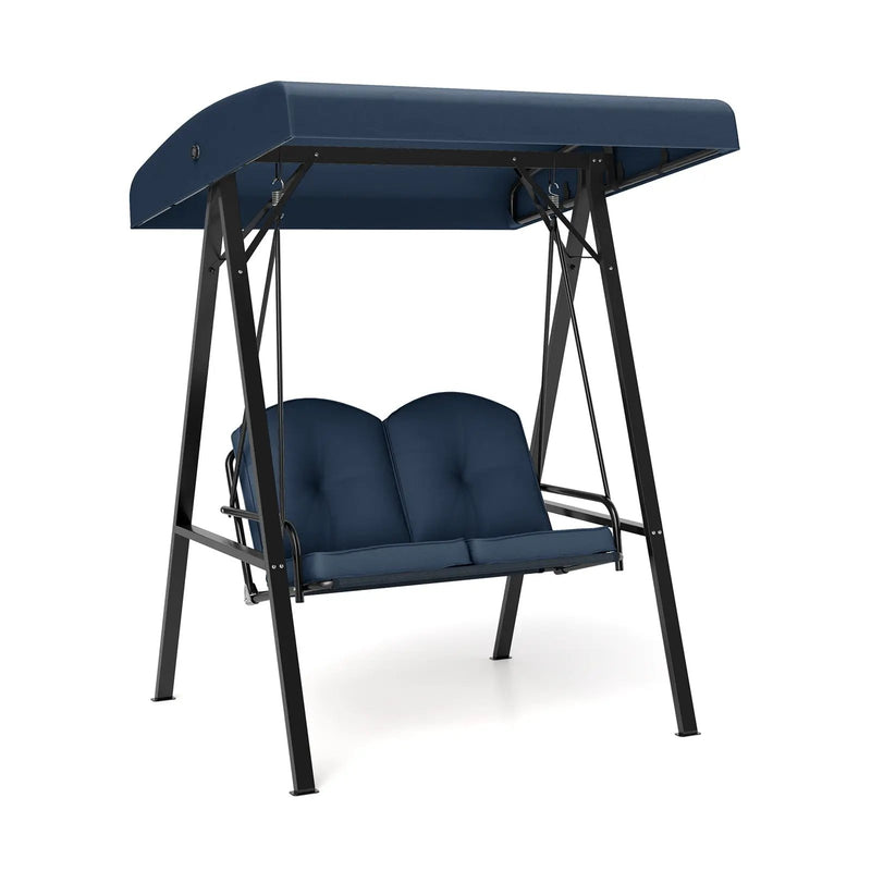 2-Person Outdoor Porch Swing with A-Shaped Metal Stand and Adjustable Canopy by DirectDeals