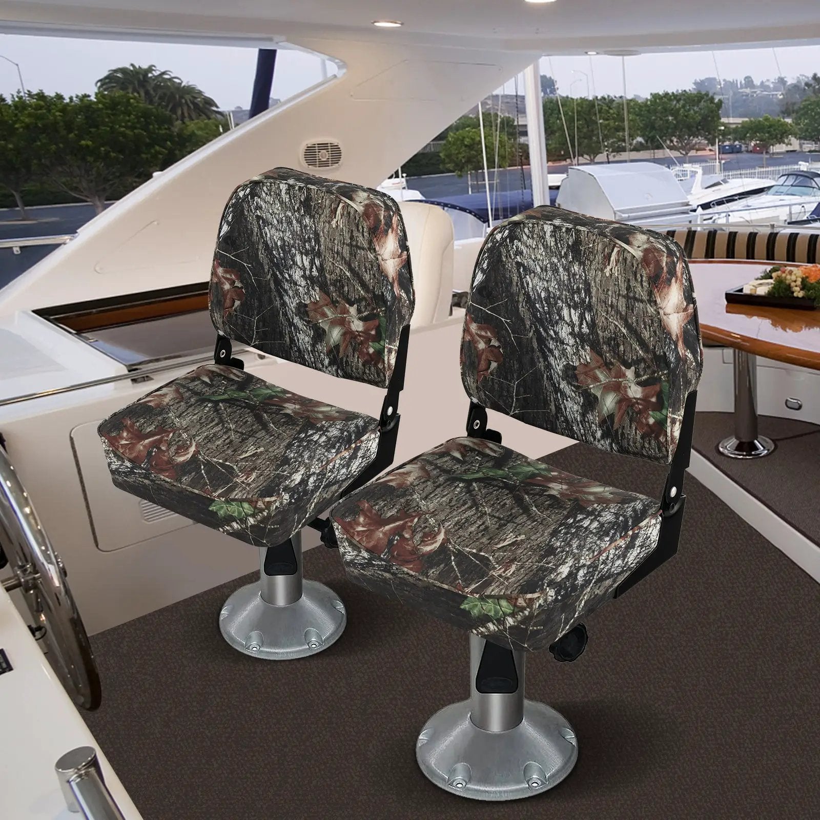 2-Piece Folding Boat Seat Set with Sponge Padding-Camouflage by DirectDeals