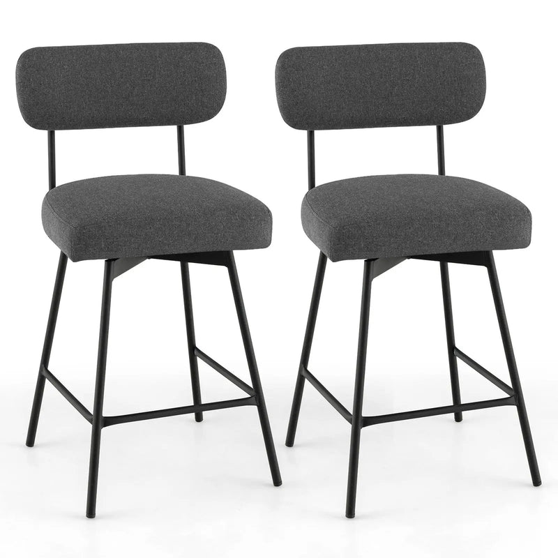 25 Inch 2-Piece Modern Upholstered Bar Stools with Back and Footrests by DirectDeals