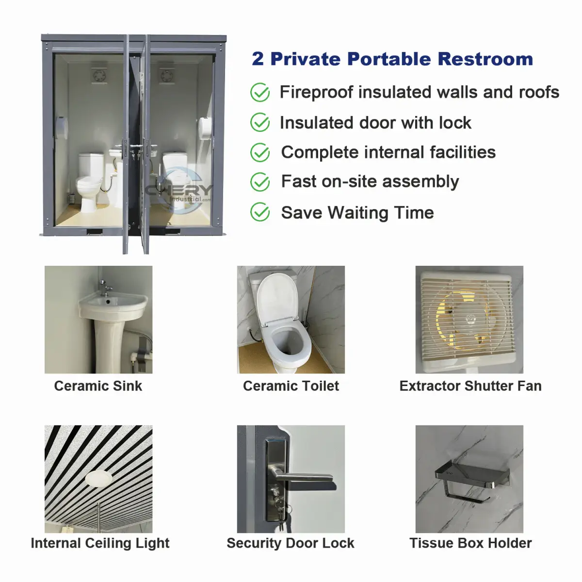 2 Private Toilet Stalls Portable Restroom by Chery Industrial