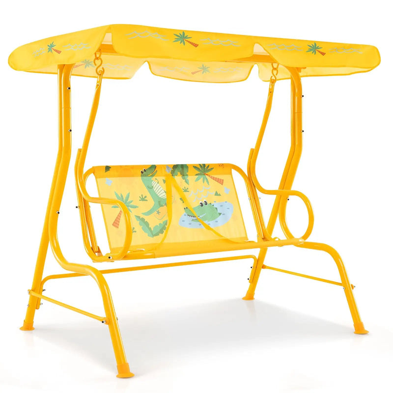 2-Seater Kids Patio Swing with Metal Stand and Adjustable Canopy-Navy by DirectDeals