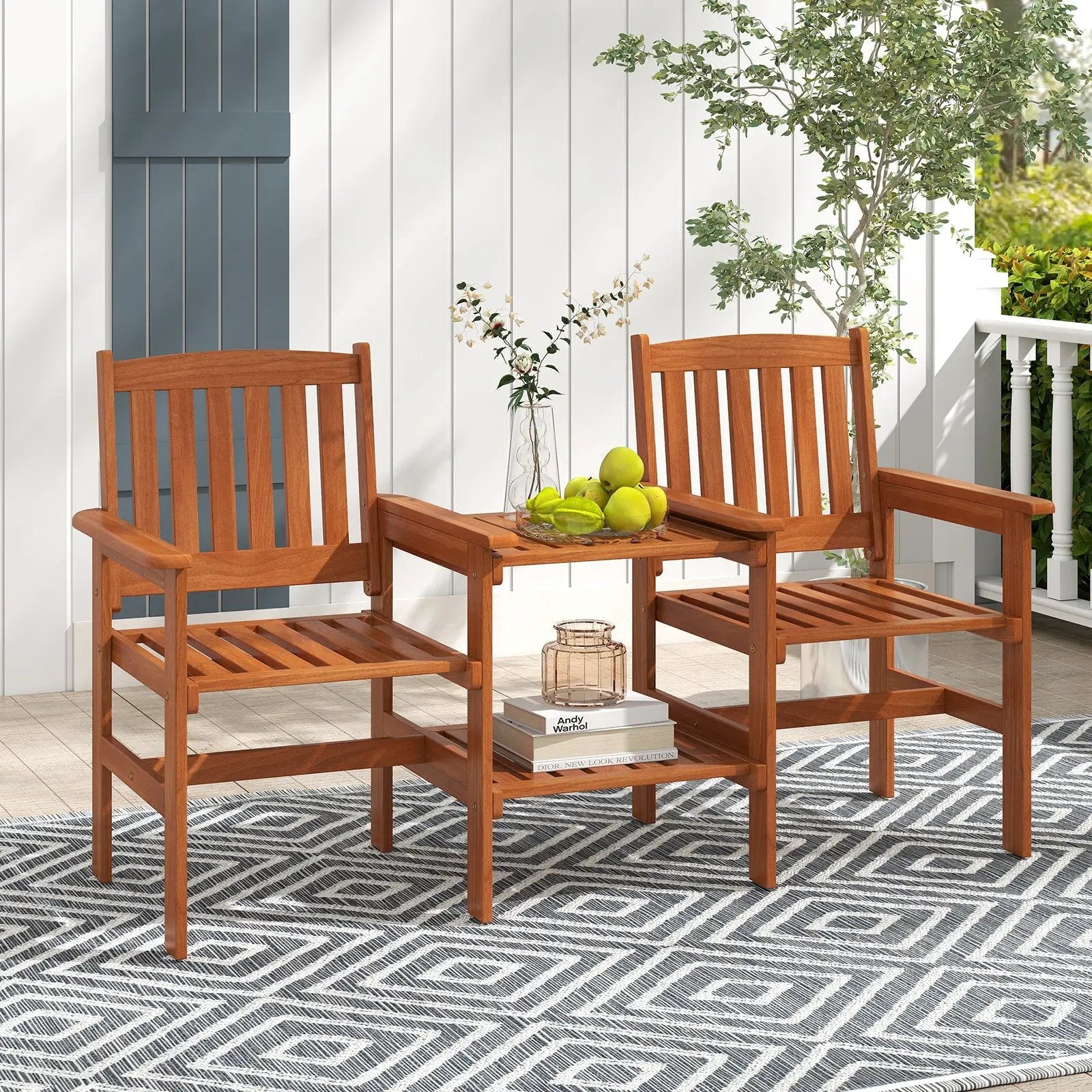 2-Seater Outdoor Patio Furniture Set with 1.57 Inch Umbrella Hole by DirectDeals