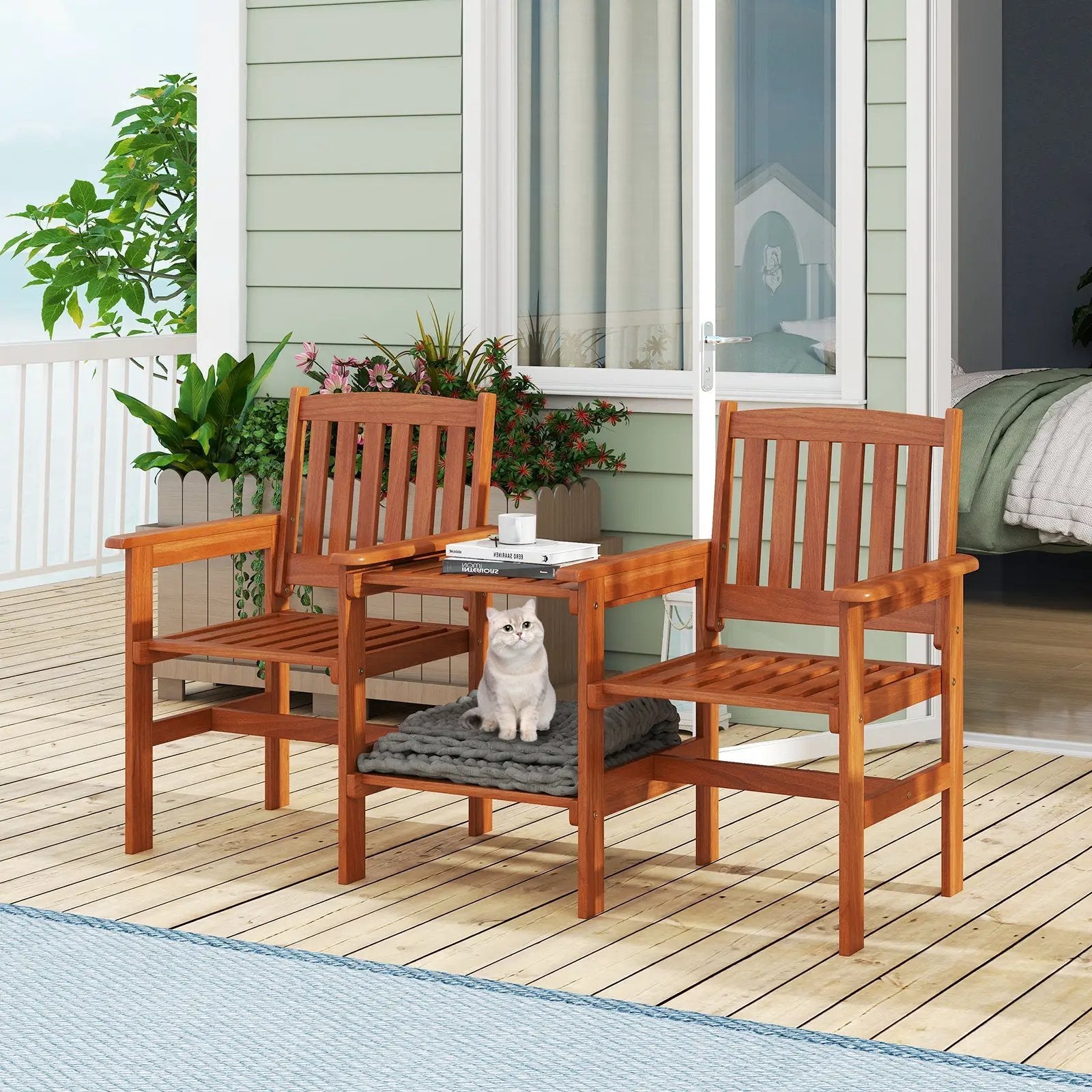 2-Seater Outdoor Patio Furniture Set with 1.57 Inch Umbrella Hole by DirectDeals