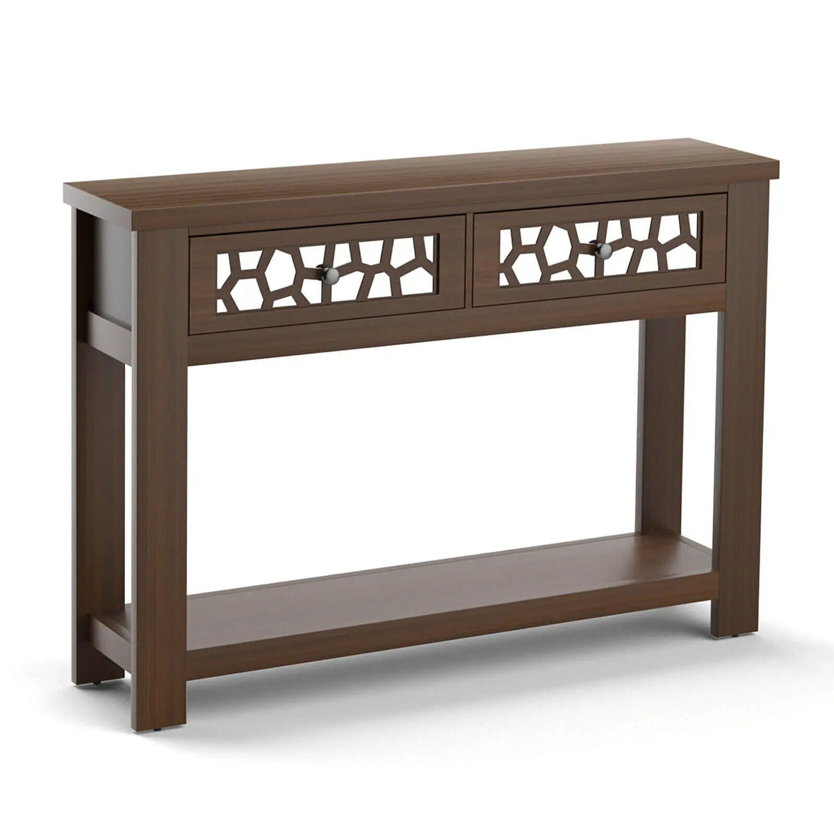 2-Tier Console Table with Drawers and Open Storage Shelf, photo 3 of 9