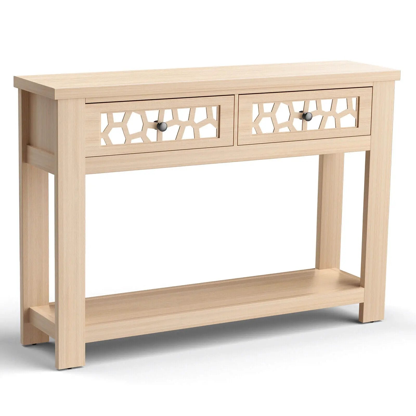 2-Tier Console Table with Drawers and Open Storage Shelf by DirectDeals