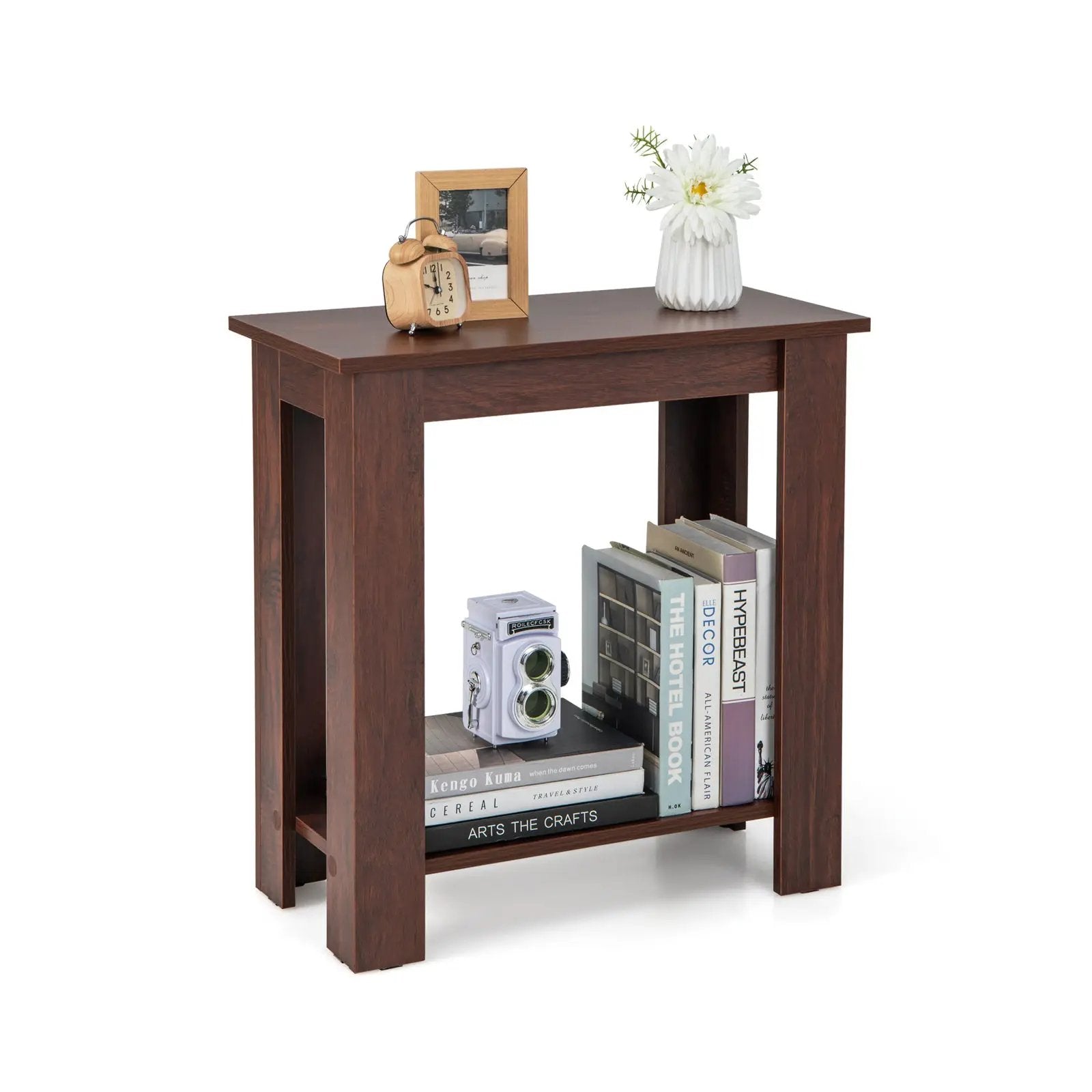 2-Tier Modern Compact End Table with Storage Shelf by DirectDeals