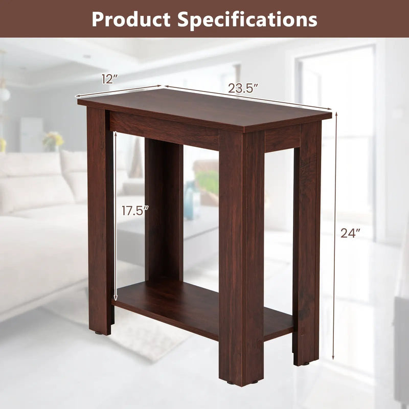 2-Tier Modern Compact End Table with Storage Shelf by DirectDeals