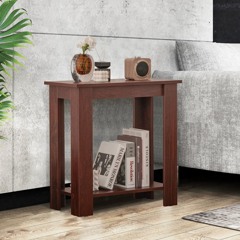 2-Tier Modern Compact End Table with Storage Shelf by DirectDeals