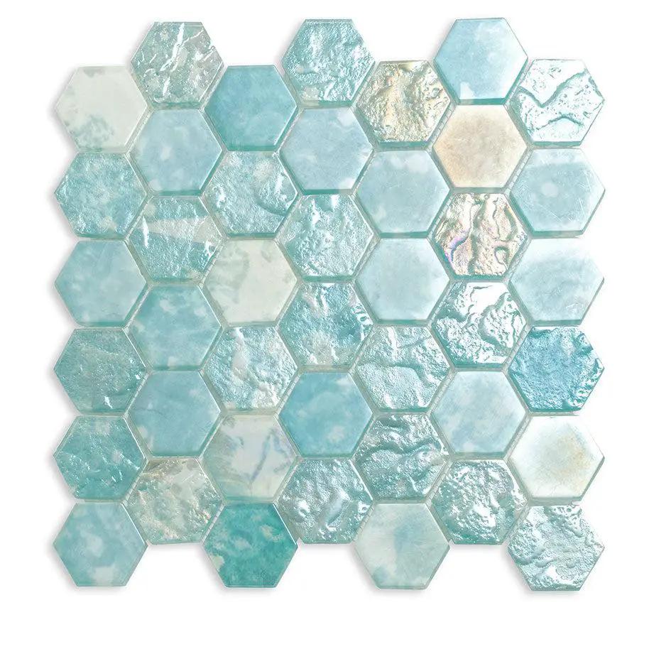 Aqua 12x12 Matte Hexagon Glass Mosaic Tile (10 pack, 9.6 sq ft/case) by Apollo Tile