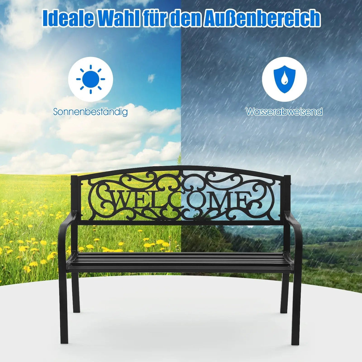 Outdoor Furniture Steel Frame Porch Garden Bench, photo 4 of 16