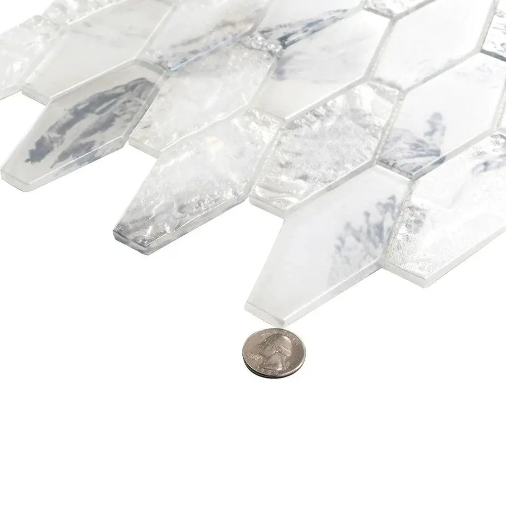 White 11x12 Matte Elongated Hexagon Glass Mosaic Tile (10 pack, 8.6 sq ft/case) by Apollo Tile