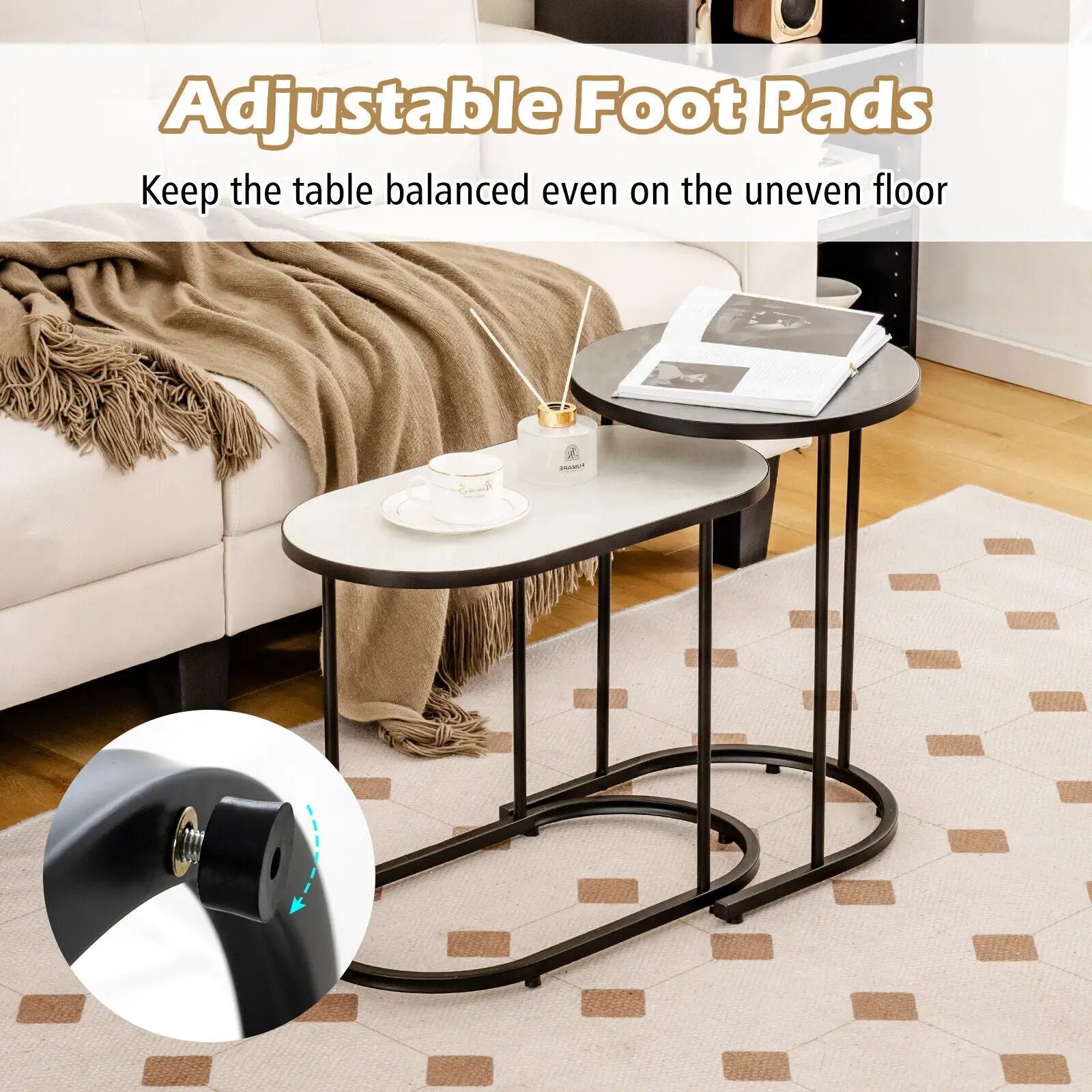 2-in-1 Design Faux Marble Top Tea Table by DirectDeals