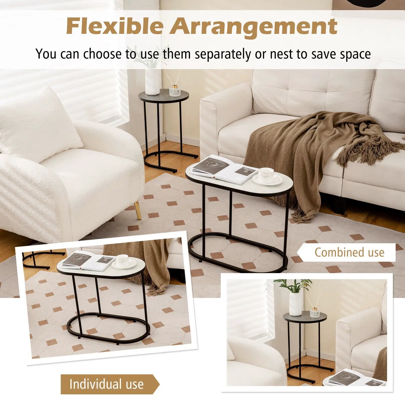 2-in-1 Design Faux Marble Top Tea Table by DirectDeals