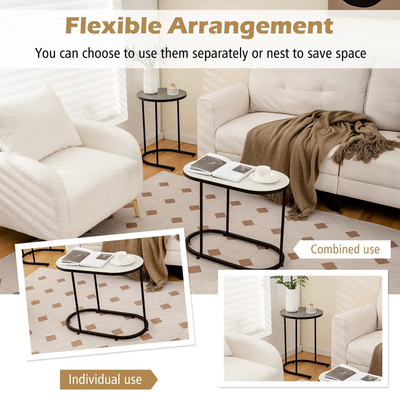 2-in-1 Design Faux Marble Top Tea Table by DirectDeals