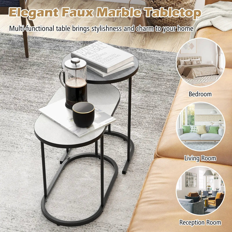 2-in-1 Design Faux Marble Top Tea Table by DirectDeals