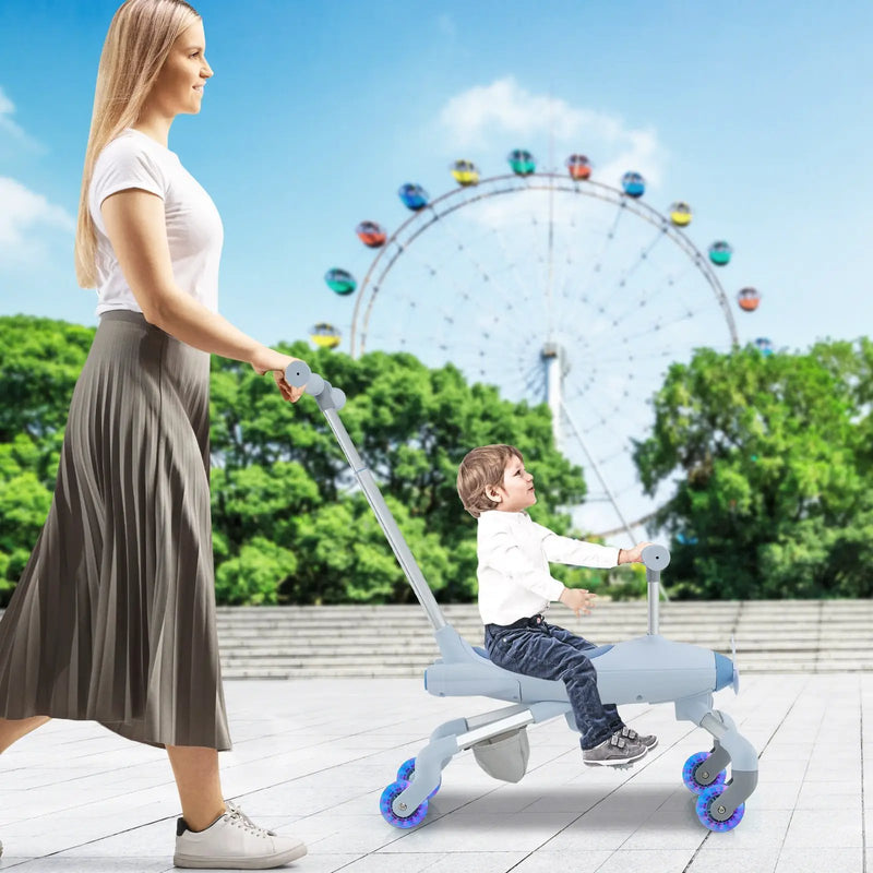 2-in-1 Kids Ride-on Push Car with LED Lighted Wheels by DirectDeals