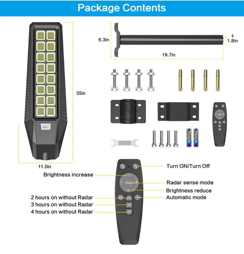 2 Pack 4600W Solar Street Lights Outdoor 190000 Lumens Dusk to Dawn With Remote and Motion Sensor by Outdoor Solar Outlet