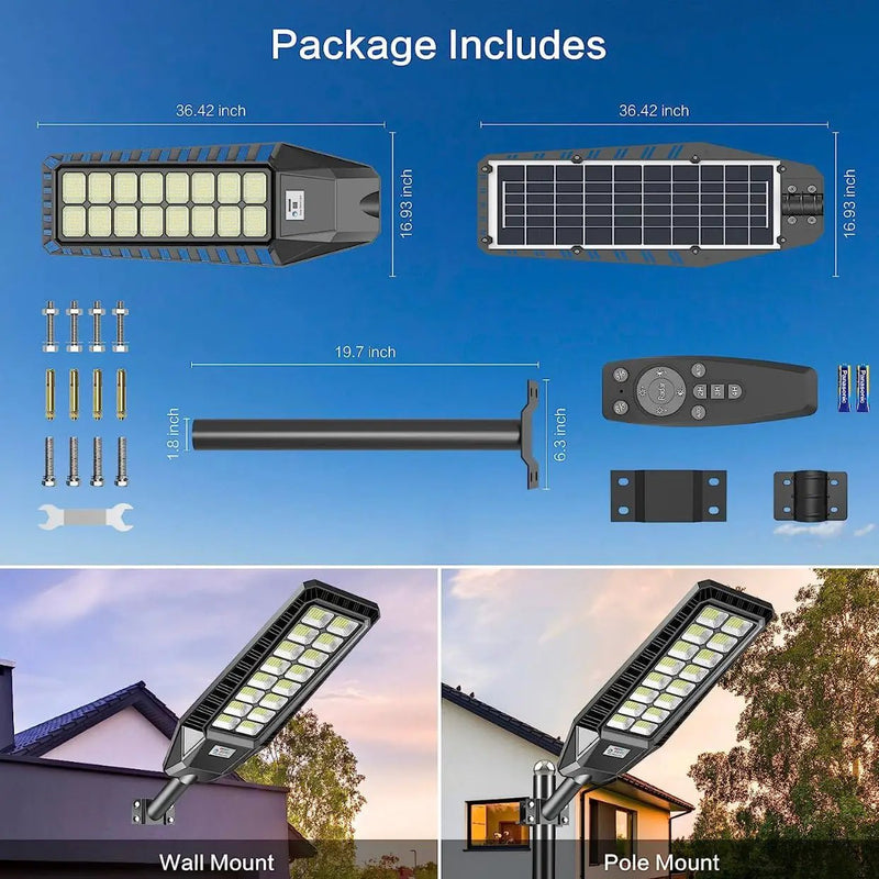 2 Pack 4600W Solar Street Lights Outdoor 190000 Lumens Dusk to Dawn With Remote and Motion Sensor by Outdoor Solar Outlet