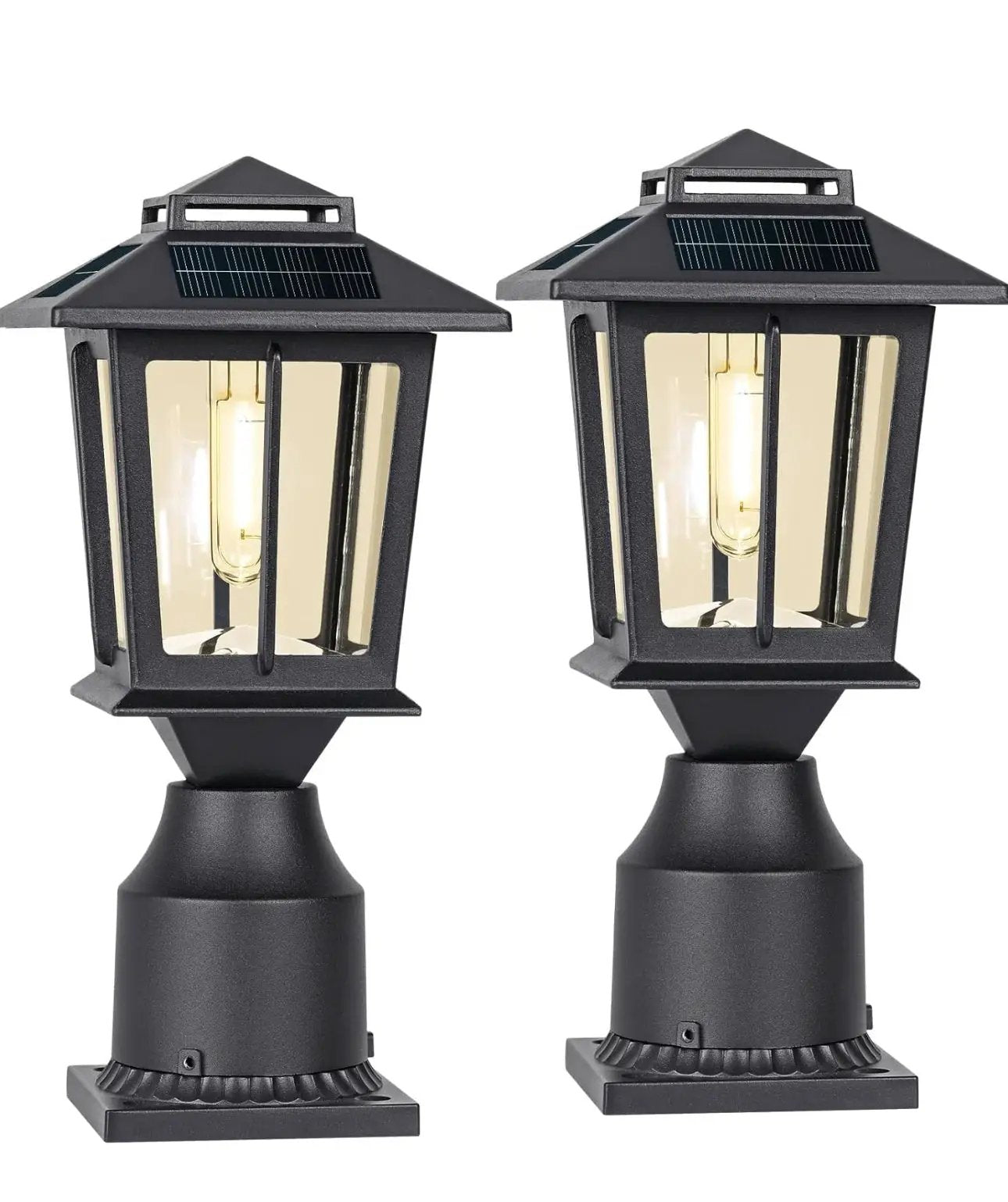 2 Pack SmartYard Aluminum Solar Post/Fence Lights Outdoor, Wood 4X4 Solar Post Cap Lights by Outdoor Solar Outlet