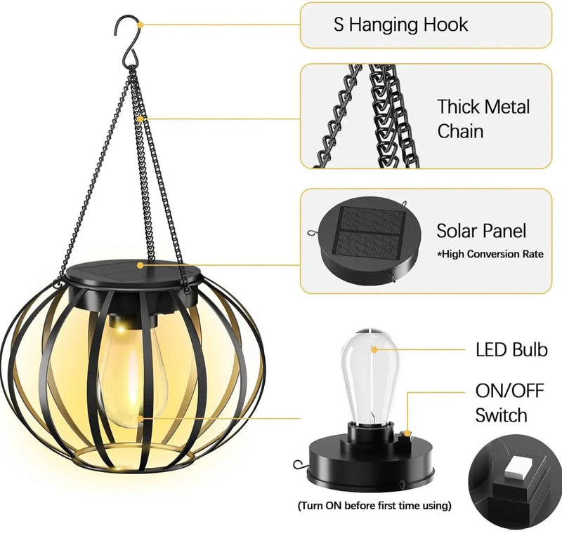 2 Pack SmartYard Solar Hanging Lanterns Outdoor Waterproof 15" Pumpkin Shape by Outdoor Solar Outlet