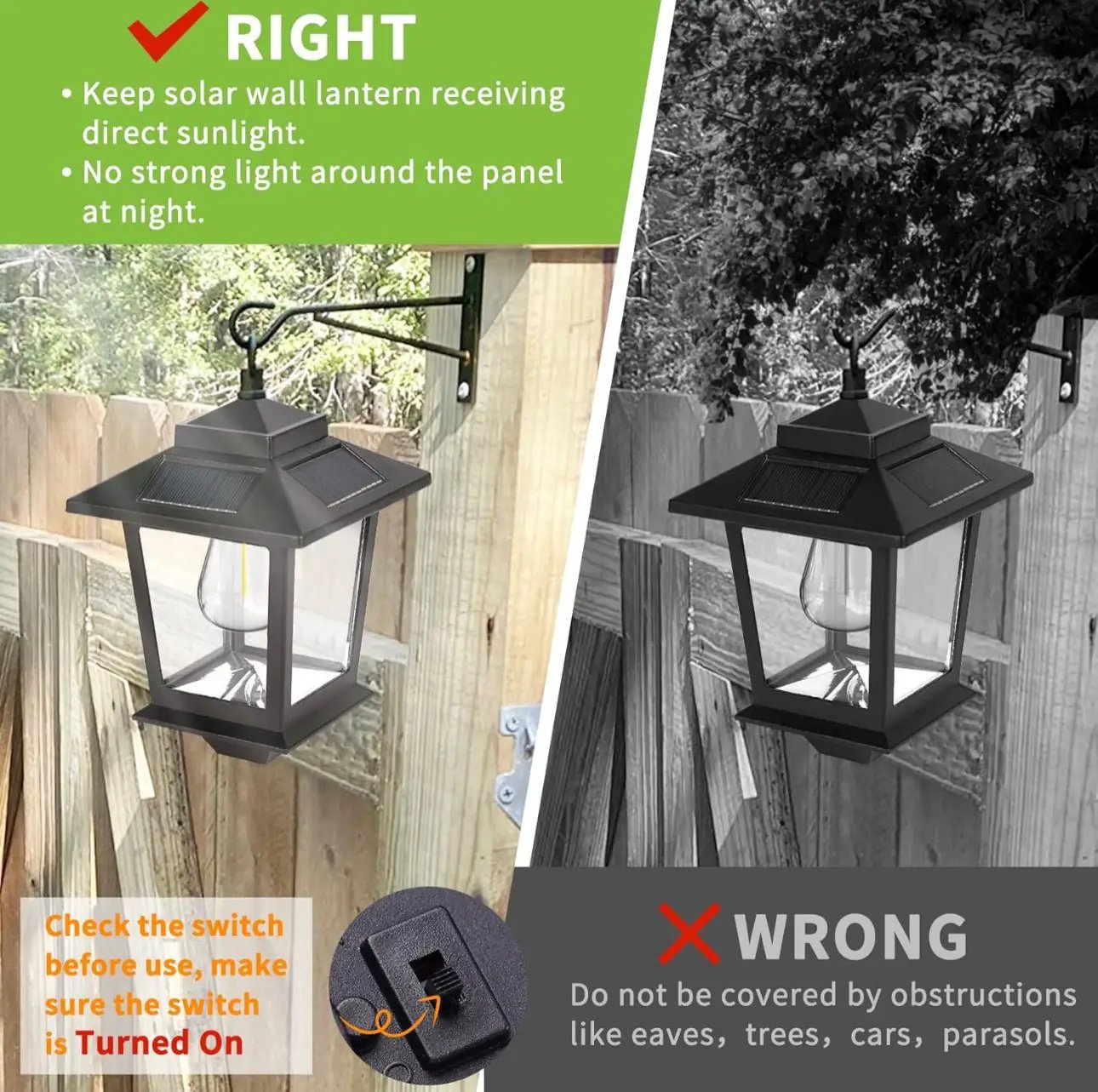 2 Pack SmartYard Solar Wall Hanging Lanterns with Replaceable Bulb, 4 Solar Panels,Anti-Rust by Outdoor Solar Outlet