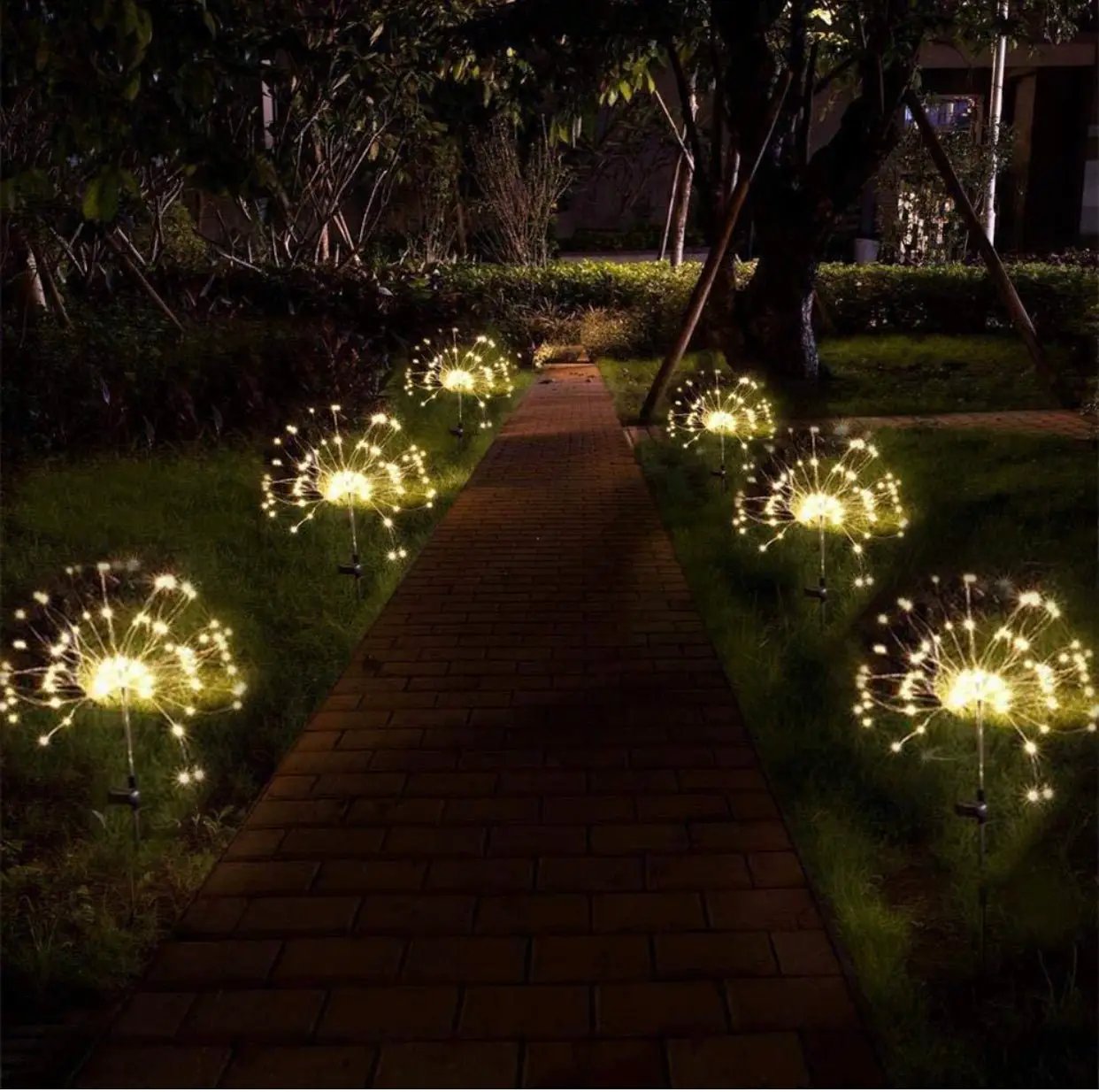 2 Pack Solar Garden Firework Lights Solar Powered String Light with 2 Lighting Modes Twinkling and Steady by Outdoor Solar Outlet