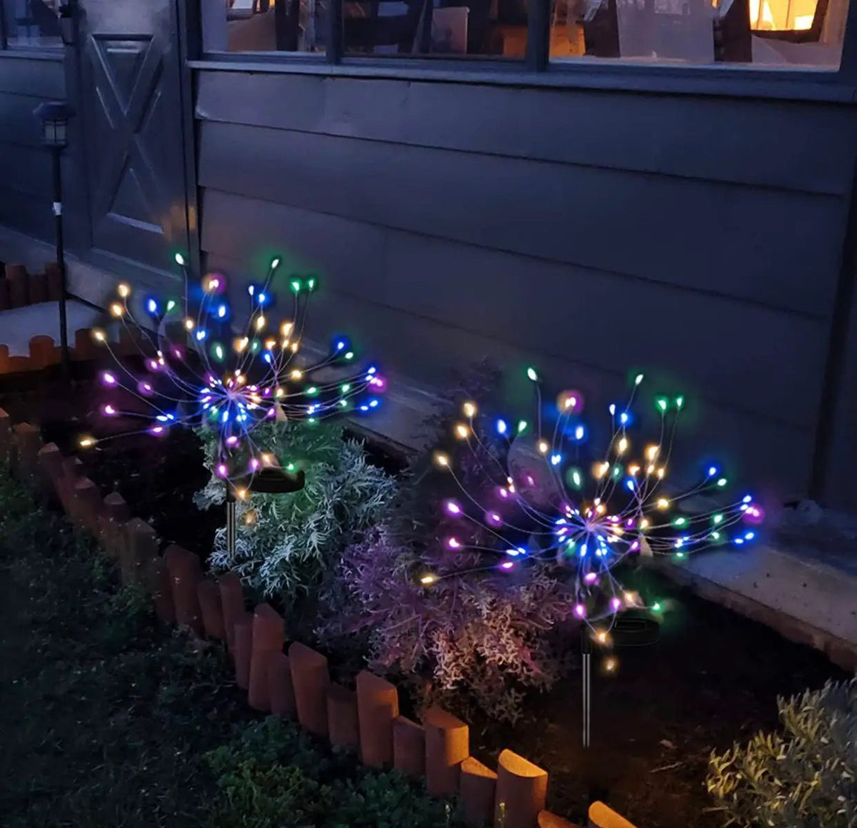 2 Pack Solar Garden Firework Lights Solar Powered String Light with 2 Lighting Modes Twinkling and Steady by Outdoor Solar Outlet