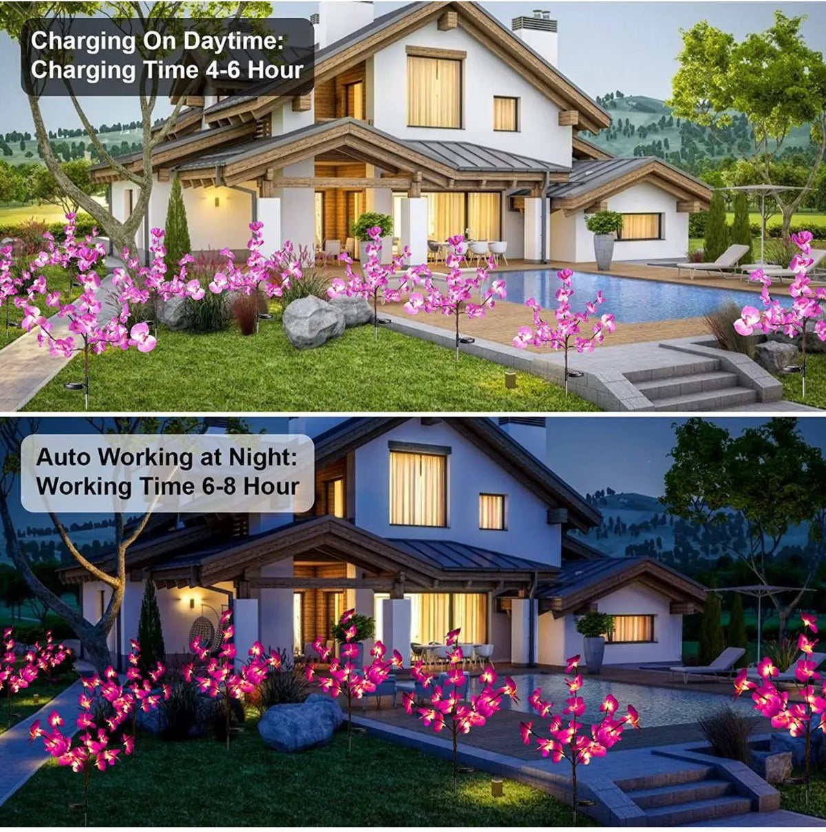 2 Pack Solar Orchid Flower Lights -40 Flowers by Outdoor Solar Outlet