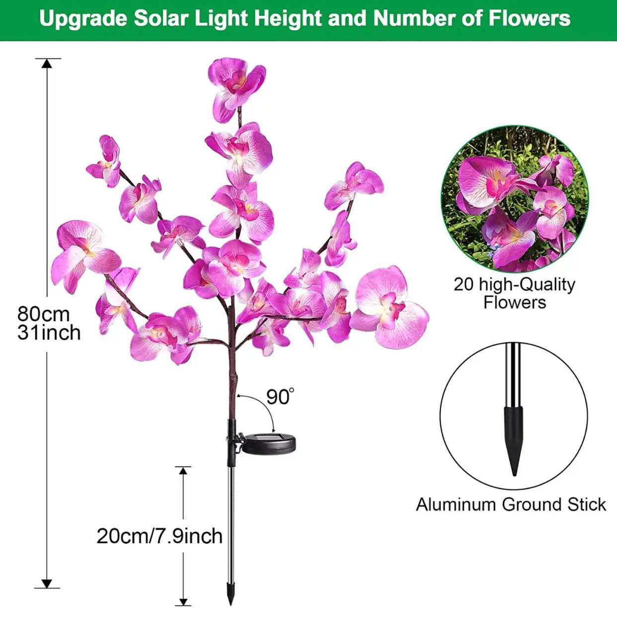 2 Pack Solar Orchid Flower Lights -40 Flowers by Outdoor Solar Outlet