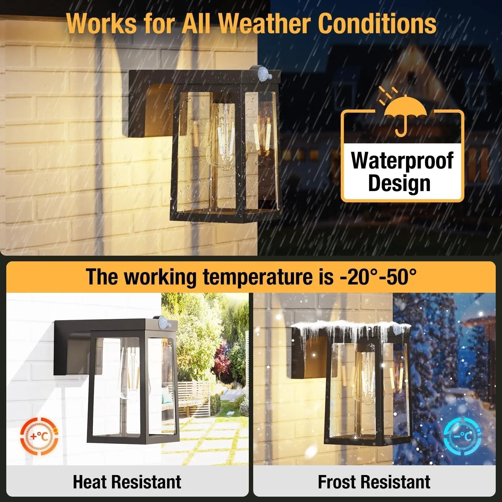 2 Pack Solar Porch Lights Outdoor Motion Sensor, Solar Wall Lights with 2 Modes & Waterproof, Dusk to Dawn by Outdoor Solar Outlet