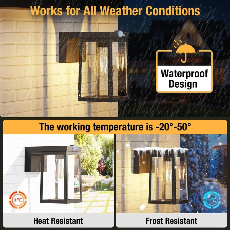 2 Pack Solar Porch Lights Outdoor Motion Sensor, Solar Wall Lights with 2 Modes & Waterproof, Dusk to Dawn by Outdoor Solar Outlet