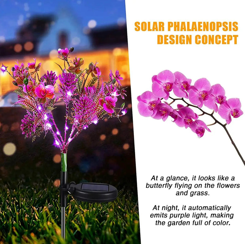 2 Pack Solar Powered Phalaenopsis Flowers Lights Design, Waterproof by Outdoor Solar Outlet