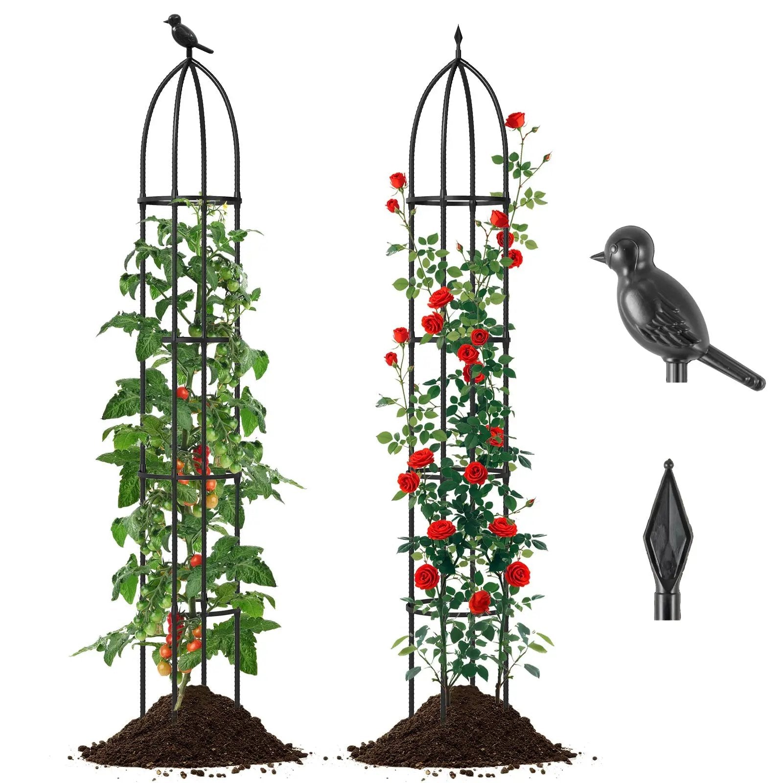 2-Pack Garden Obelisk Trellis for Climbing Plants-Black by DirectDeals