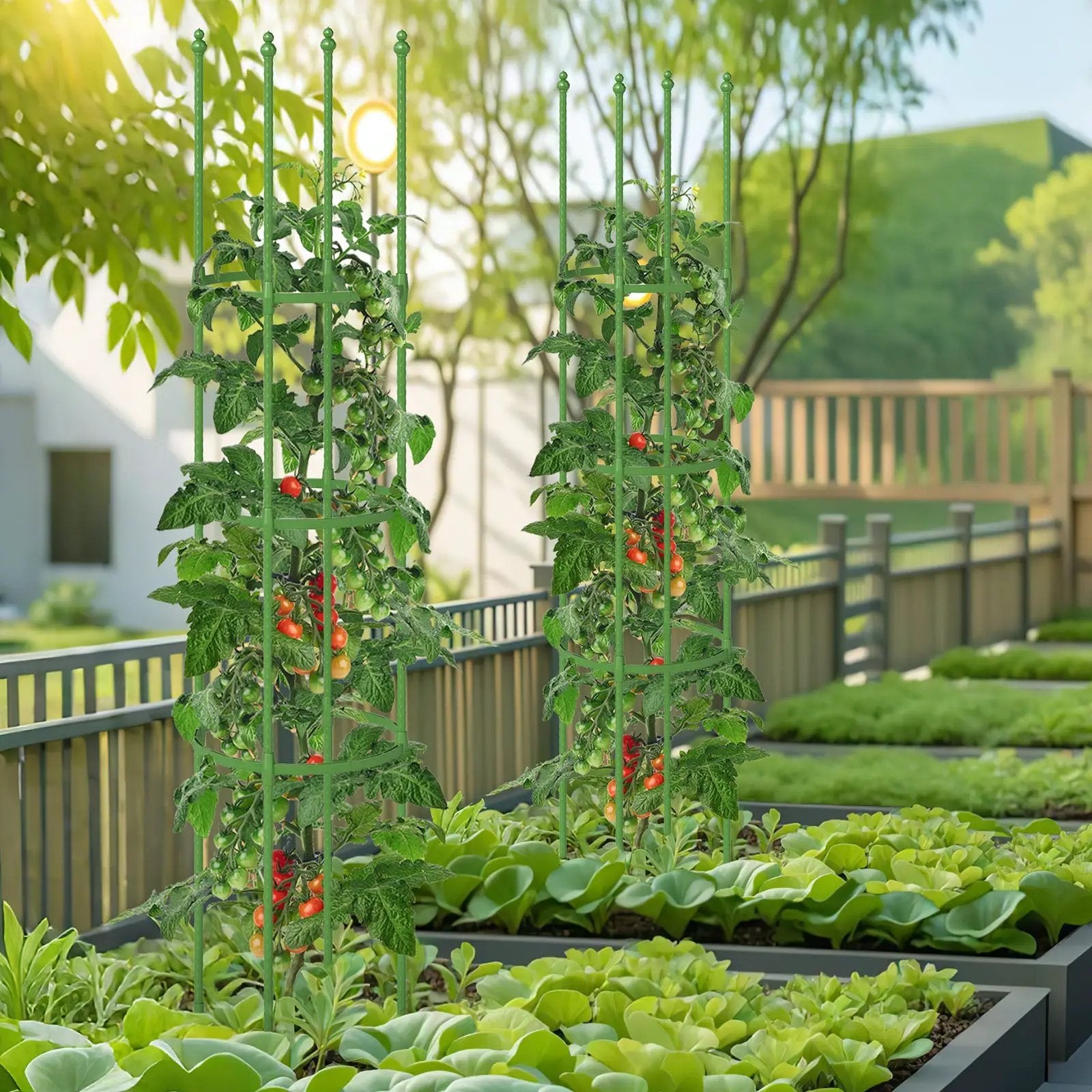 2-Pack Garden Trellis Tomato Cage with Adjustable Height-Green by DirectDeals