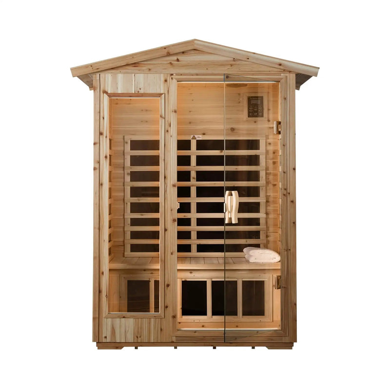 Thermora Vexa Luxury 2-Person Outdoor Low EMF Hemlock Infrared Sauna With Bluetooth And Chromotherapy Light (SAK97318) by SAKSBY WHOLESALE