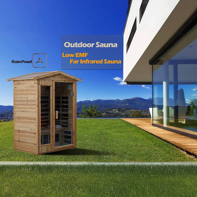Thermora Vexa Luxury 2-Person Outdoor Low EMF Hemlock Infrared Sauna With Bluetooth And Chromotherapy Light (SAK97318) by SAKSBY WHOLESALE