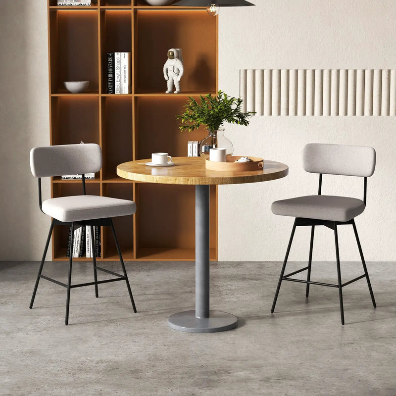 25 Inch 2-Piece Modern Upholstered Bar Stools with Back and Footrests by DirectDeals