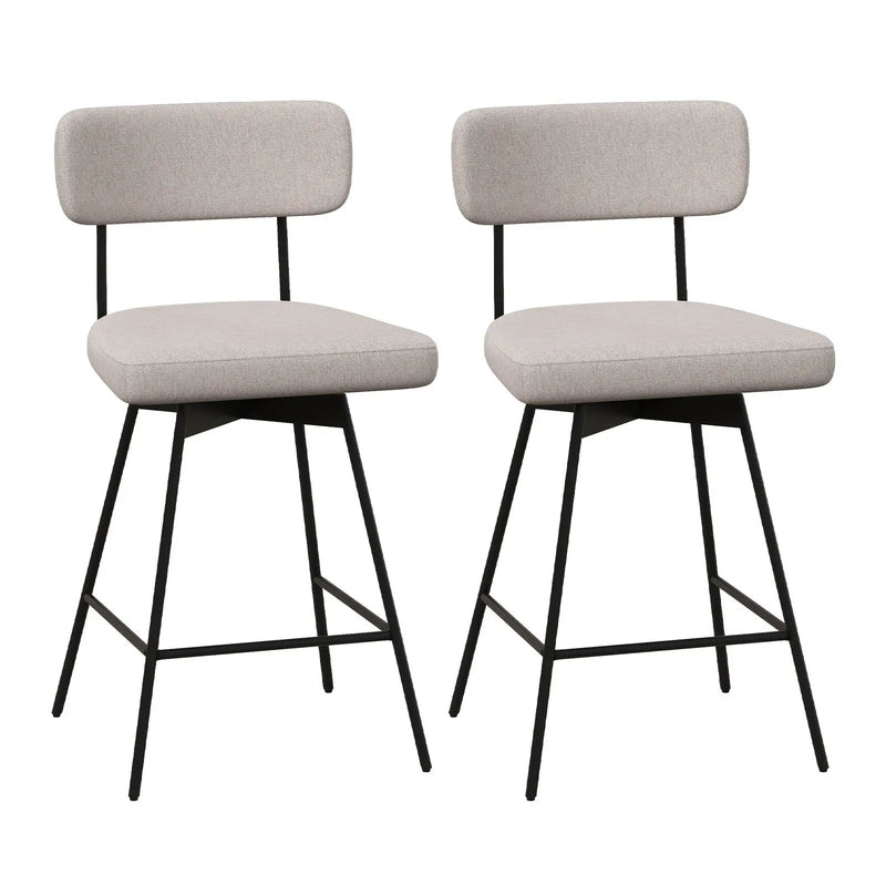 25 Inch 2-Piece Modern Upholstered Bar Stools with Back and Footrests by DirectDeals