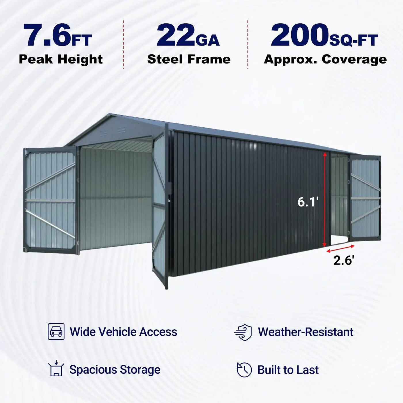 10'x20' Plus Upgraded Metal Shed with Double Front Doors & Side Entry Door by Chery Industrial