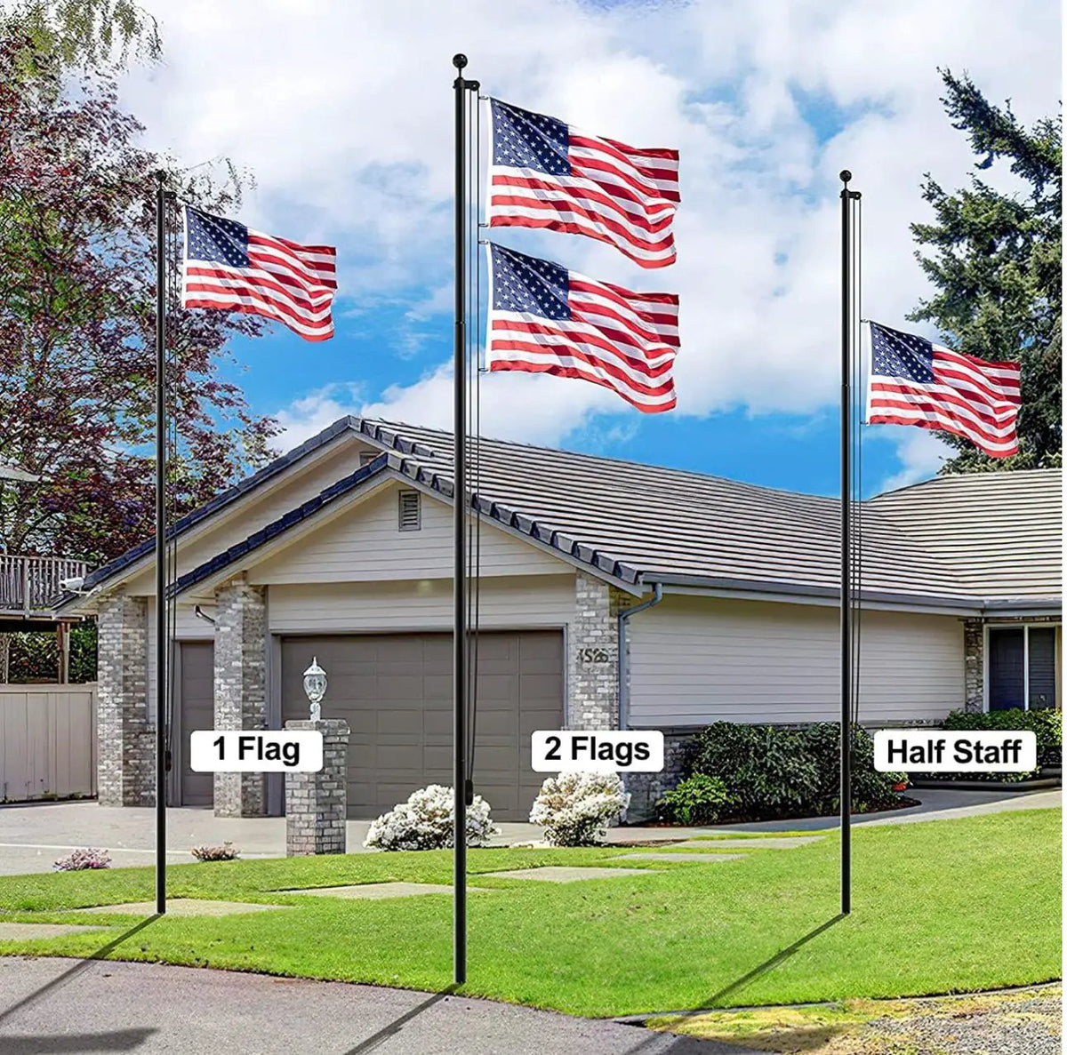 20 FT Flag Pole Heavy Duty Kit for Yard - Extra Thick Outdoor Flag Poles with 3x5 American Flag for Residential or Commercial by Outdoor Solar Outlet